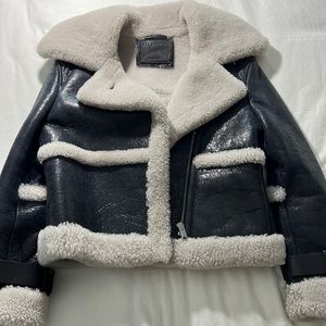 All Saints shearling, leather bomber